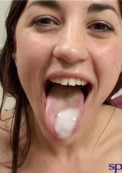 Skinny Latina with a cum thirst gets on her knees and blows a hard cock