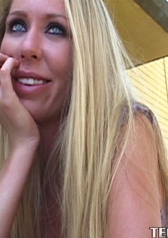 Adorable blond teen cant wait to get home and masturbates in a public bathroom
