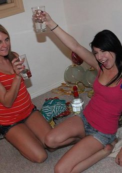 2 hot drunk amateur teens get facialed