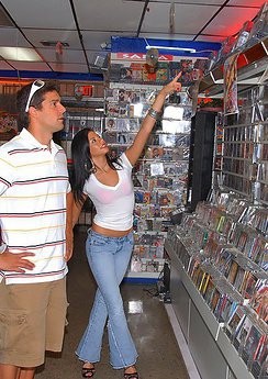 Watch hot tight ass latina get picked up at the record store then get banged by this dj in these cumfaced pics
