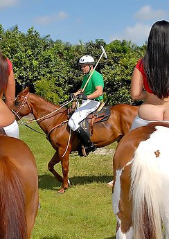 Watch 2 hot ass latina babes play a game of polo in skimpy outfits the get banged hard against their pickeup truck in these hot 4some outdoor cumfaced pics and big movie