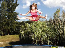 Smoking hot ass long leg teenie on a trampoline gets fucked hard in these outdoor fuck fucking pics
