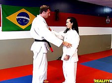 Watch this hot round ass latina black belt ninja getg fucked hard by the instructor in these hot pics and big hd video widescreen