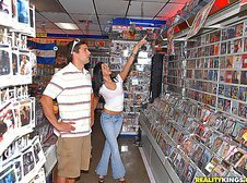 Watch hot tight ass latina get picked up at the record store then get banged by this dj in these cumfaced pics